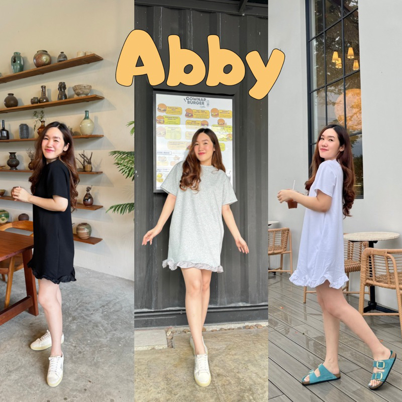 93FAVORS l “Abby” เดรสแขนสั้นคอกลม ชายระบาย