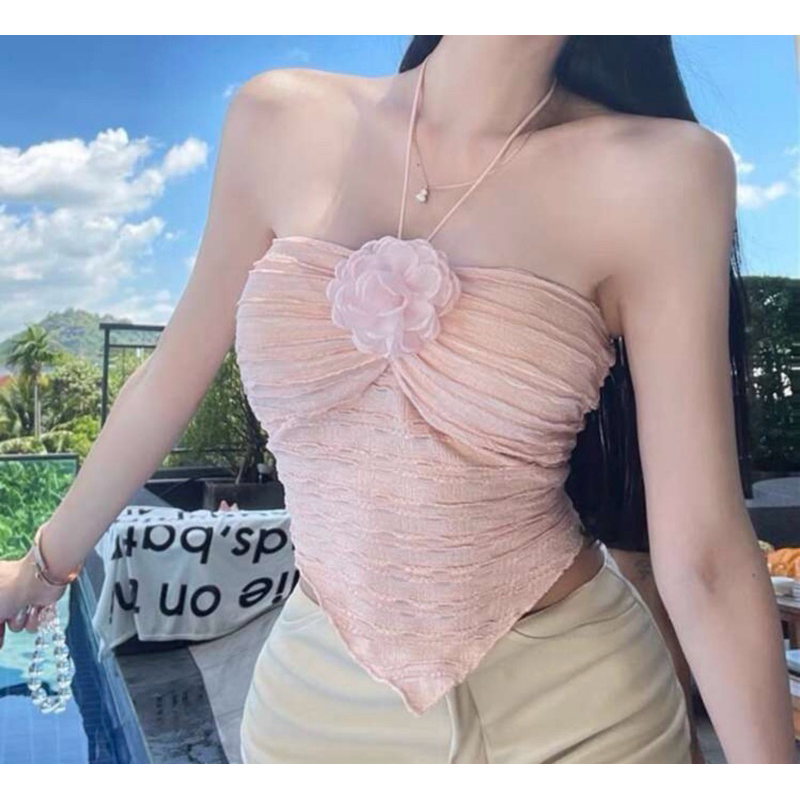 เสื้อเกาะอก jisoo flower