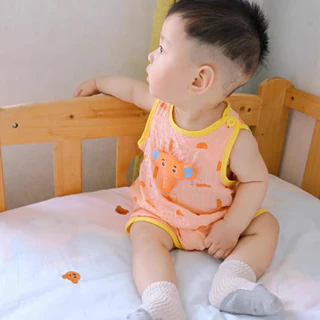Babyonline(Y446)J2 (ส่งด่วน1วัน)ชุดบอดี้สูทสำหรับเด็กแรกเกิดแบบเสื้อกล้ามลายช้างน่ารัก ผ้าฝ้ายเกรดA นิ่ม ระบายอากาศ
