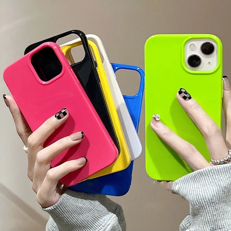 เคสโทรศัพท์มือถือ TPU For iPhone 11 13 14 15 Pro Max 7 Plus 8 Plus XR X SE 2 เคสโทรศัพท์ซอฟเยลลี่ กันกระแทก กันฝุ่น สีลู