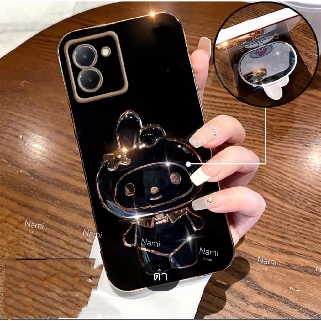 เคส ขาตั้ง สำหรับรุ่น Vivo V30E  Y28 4G / Y28 5G  เคส เมโลดี้ กระจกขาตั้ง น่ารัก  Case