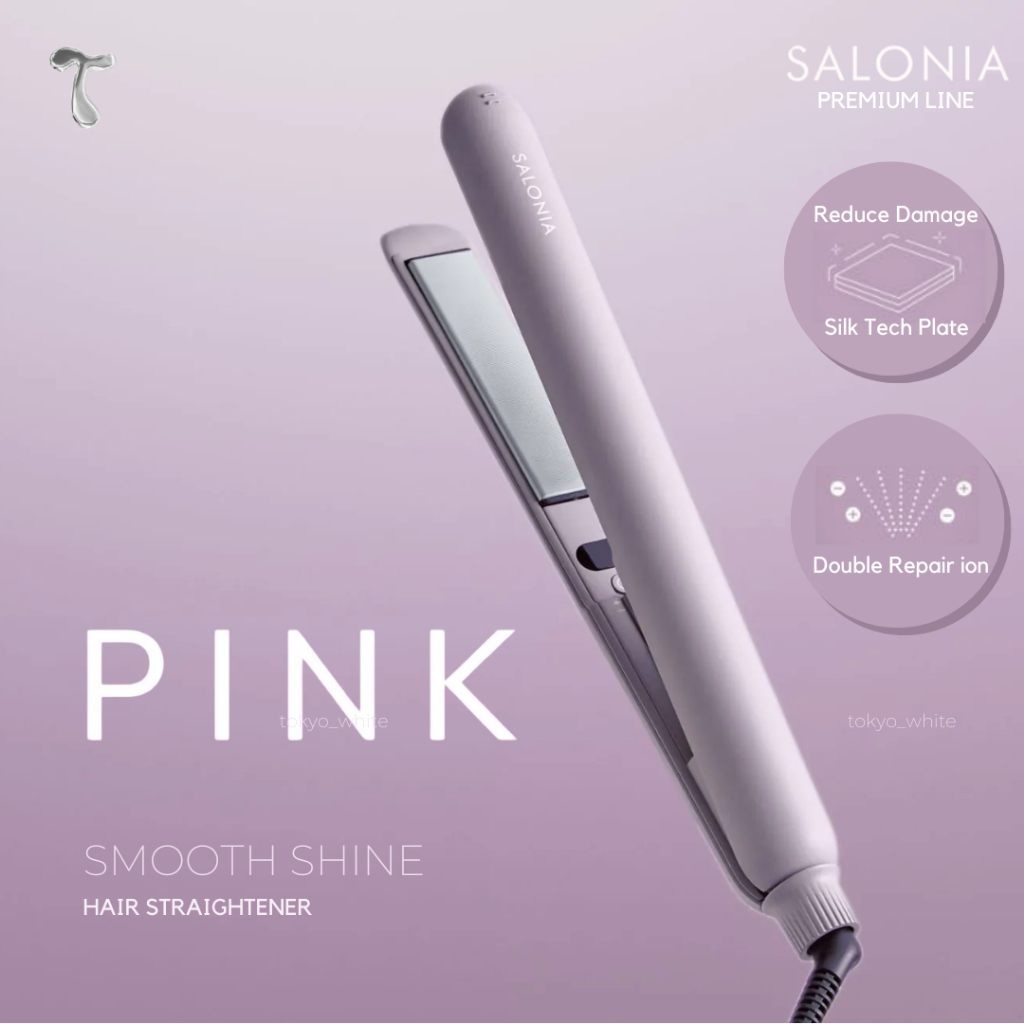 [พร้อมส่ง] SALONIA SILKYTECH พรีเมียม หนีบตรง Smooth Shine Hair Straightener 24 mm [Pink] แถม! กระเป๋า