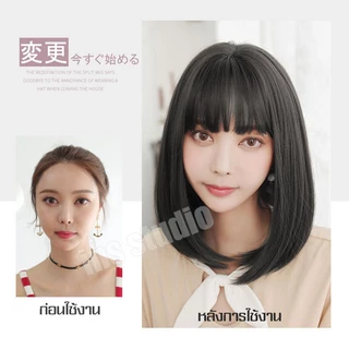 ฟรีตาข่ายคลุมผม วิกผมหน้าม้า วิกผมสั้น Short wig คอสเพลย์ ผมปลอมผู้หญิง