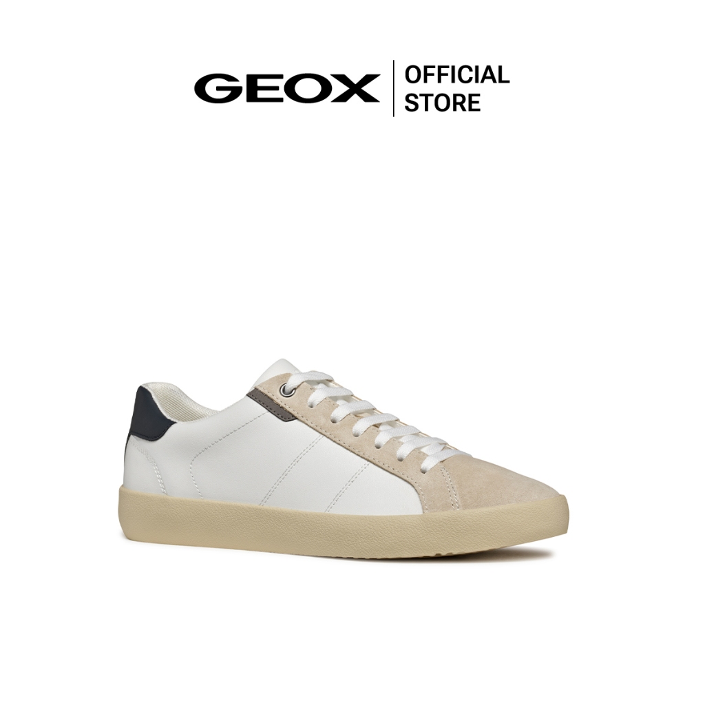 GEOX รองเท้าผ้าใบผู้ชาย รุ่น U AFFILE - WHITE/LT TAUPE FW24 (U46BUAC1ZH6M_F4WTBR)