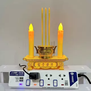 ชุดธูปเทียนไหว้เจ้าled กระถางธูปไฟฟ้า การใช้ปลั๊กไฟและอินเทอร์เฟซ USB ความยาวสายไฟ 1.5 เมตร