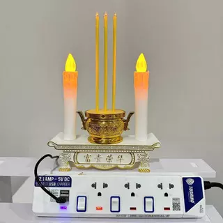 ชุดธูปเทียนไหว้เจ้าled กระถางธูปไฟฟ้า การใช้ปลั๊กไฟและอินเทอร์เฟซ USB ความยาวสายไฟ 1.5 เมตร