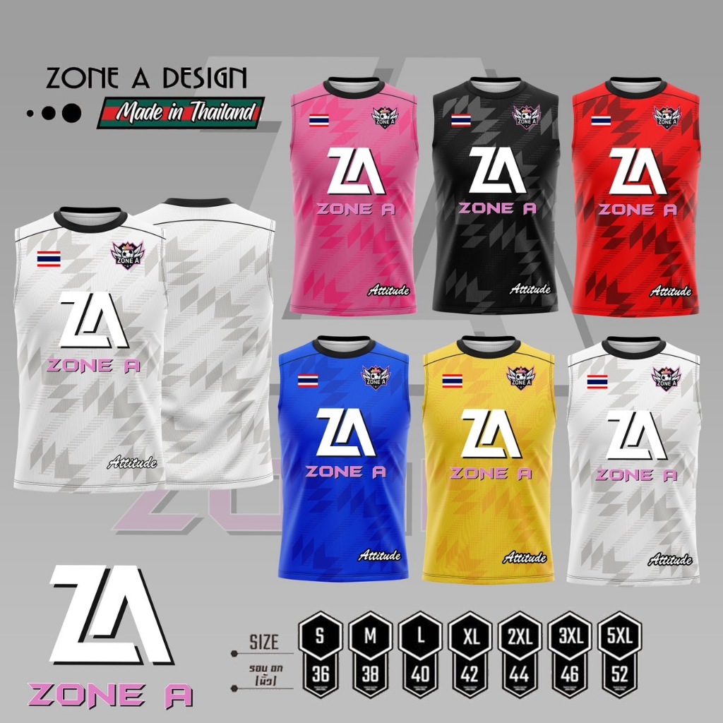 Attitude Zone A เเขนกุด เสื้อพิมพ์ลาย Zone A  เสื้อคอกลม เเสื้อกีฬา ราคาถูก