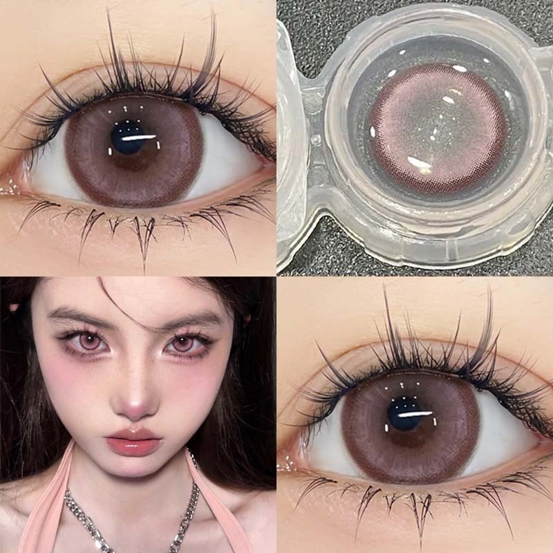 Yilala คอนแทคเลนส์ ไล่โทนสี (0.00~-5.00) สีชมพู สีน้ําตาลธรรมชาติ 14.5 มม. 2 ชิ้น