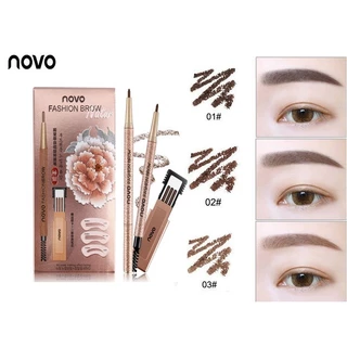 ชุดดินสอเขียนคิ้ว NOVO Eye brow nature ชุดเขียนคิ้ว + รีฟิลไส้ บล็อคคิ้ว กันน้ำ สีสวย -- 5146