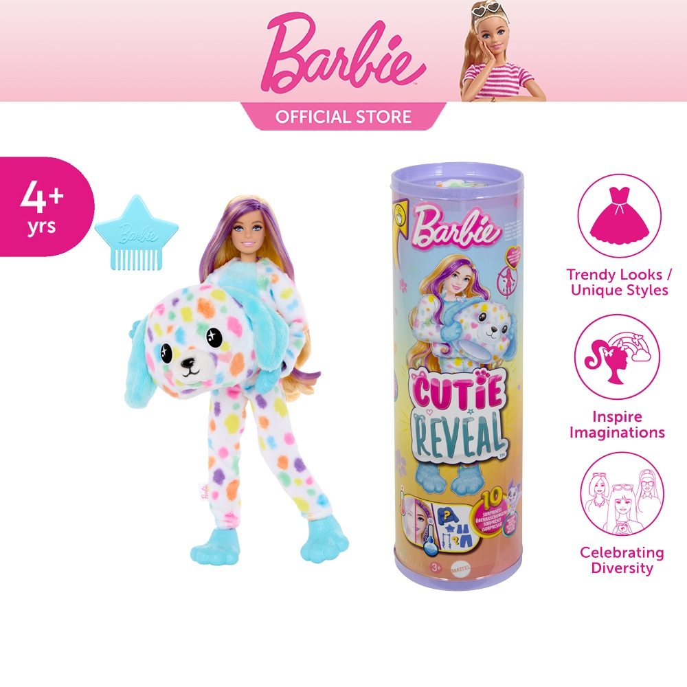 Barbie Cutie Reveal Color Dreams Series,Dalmatian doll บาร์บี้ คิ้วท์ตี้รีวีล คัลเลอร์ดรีม มาสคอตดัล
