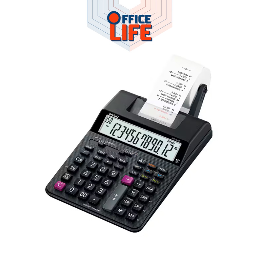 Casio (คาสิโอ) เครื่องคิดเลข รุ่น HR-100RC เครื่องคิดเลขพิมพ์กระดาษ (1เครื่อง)