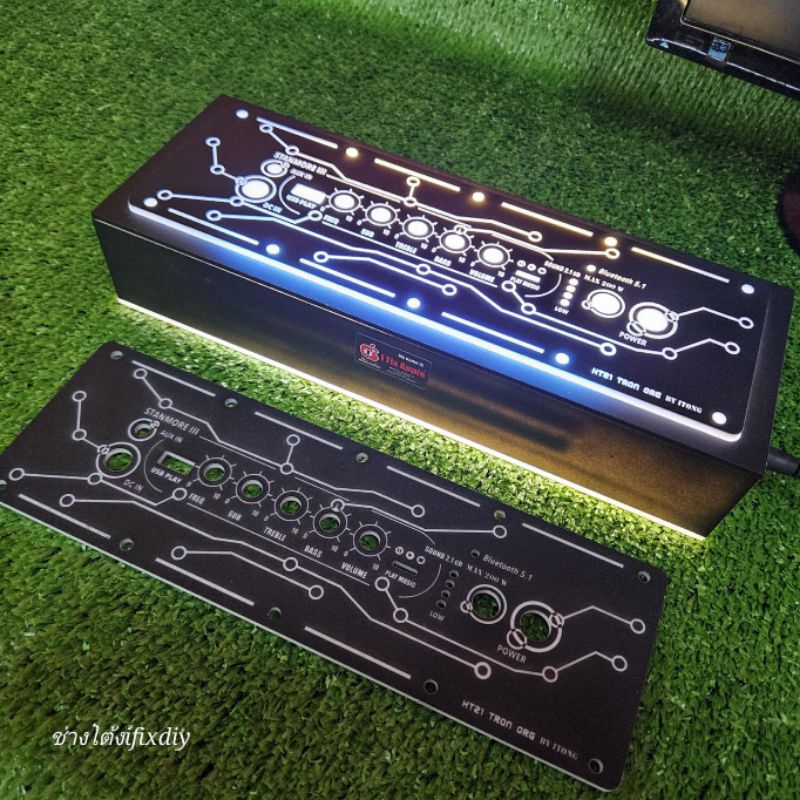 แผ่นเพลท HT21/HT21-3g TRON org สีดำด้านผิวทราย ลำโพงบลูทูธDiy