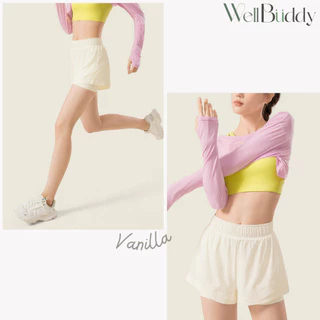WellBuddy กางเกงวิ่งผู้หญิง มีซับในกันโป๊ ใส่มือถือได้ กางเกงออกกำลังกายขาสั้น (Cotton Cloud Pants)