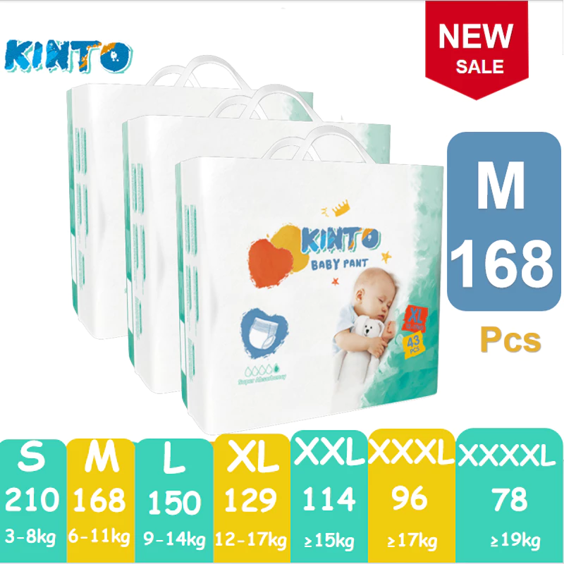 KIN-TO BABY DIAPER PANT กางเกงผ้าอ้อมเด็ก 3 PACK-NB/M/L/XL/XXL/XXXL/XXXXL บาง และสบาย BABY PANTS