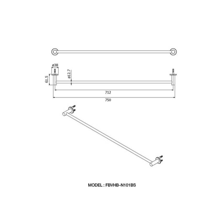 ราวแขวนผ้า VRH 75 ซม. FBVHB-N101BS รุ่น BONNY