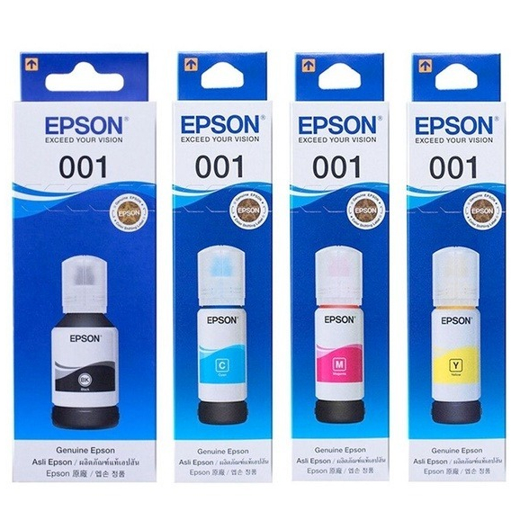 Epson 001 หมึกเติม 4 สี (ออกใบกำกับได้)  รุ่นT03Y100/T03 Y200 For Epson : L1450 / L4150 / L4160 / L6160 / L6170 / L6190