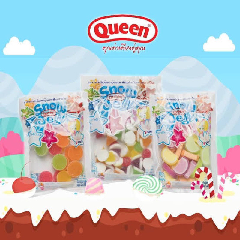 Queen snow jelly 100g. ควีนสโนว์เจลลี่ มี3แบบ แบบวงกลม / หยดน้ำ / ครึ่งวงกลมfl
