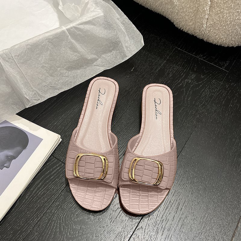 LGShoes มาแรง รองเท้าผู้หญิงแฟชั่น ส้นเตี้ย สีพื้นเรียบง่าย มี 4 สีให้เลือก แต่งอะไหล่สวยหรูดูแพง น้ำหนักเบาใส่สบาย ใส่ท