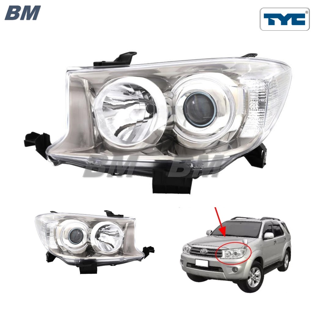 ไฟหน้า FORTUNER 2008 ฟอร์จูนเนอร์ หน้าหยัก TOYOTA  ปี 2008 2009 2010 2011 โปรเจคเตอร์ * TYC *