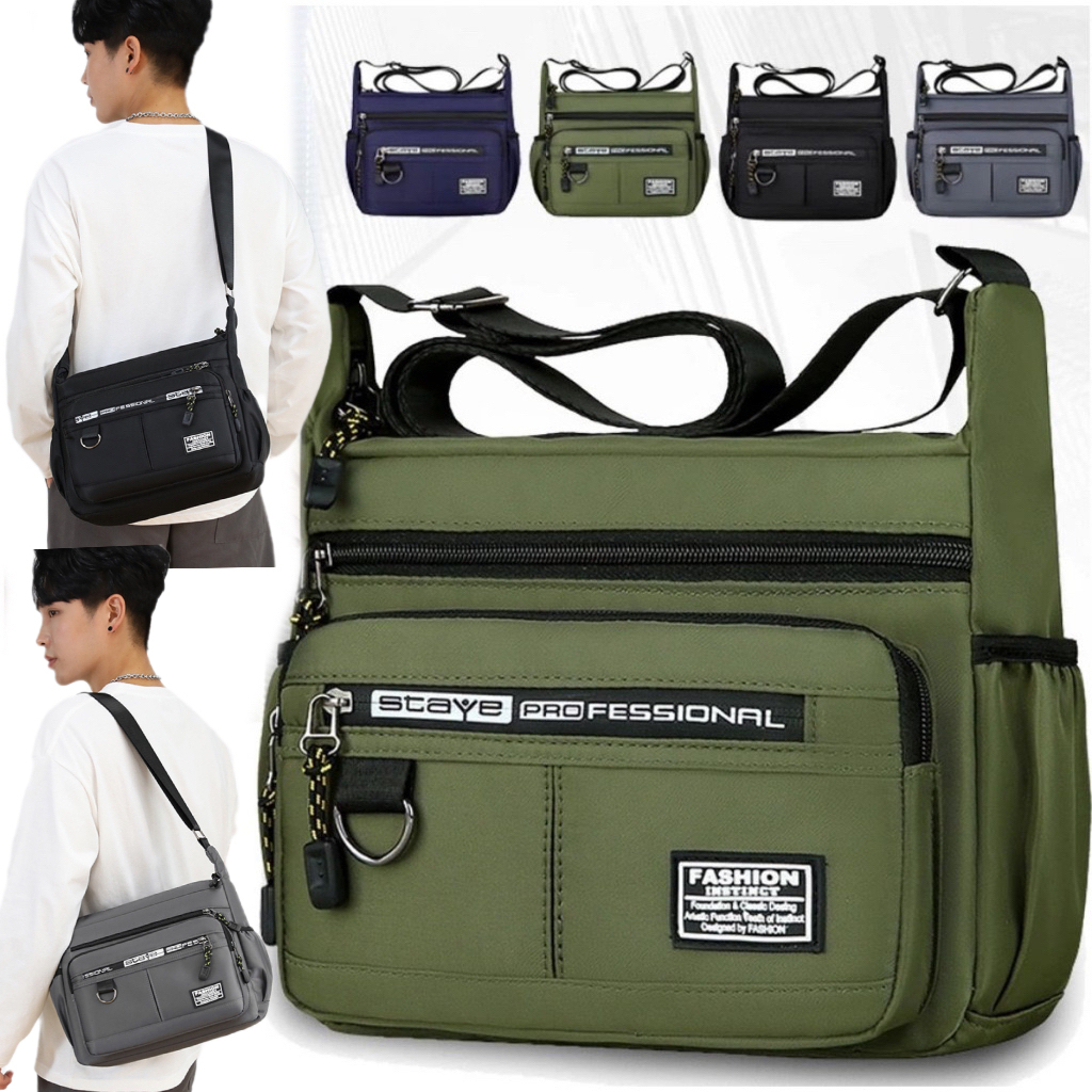 LD shop กระเป๋าสะพายไหล่ สะพายข้าง แต่งซิป อเนกประสงค์ สําหรับผู้ชาย man001