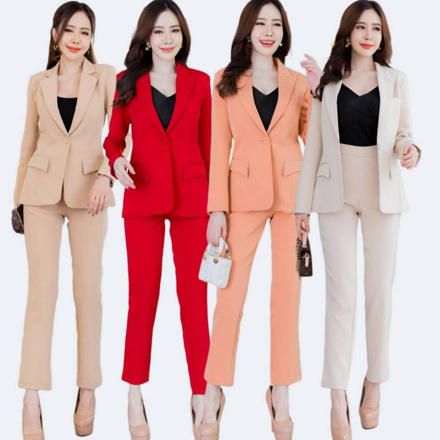 เสื้อสูทผู้หญิงเข้ารูป No.2326 ใส่คู่กางเกงกระบอกเล็ก No.2326-2 (S-6XL)