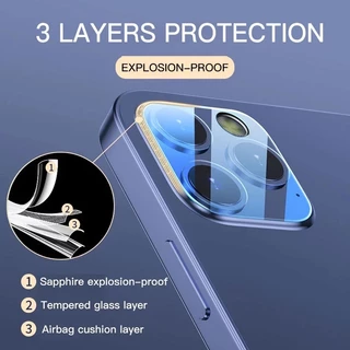 ฟิล์มกระจกเลนส์กล้องสำหรับ iPhone 17 16 15 Pro Max 14 13 12 Pro Max 11 Pro Max 14 Plus 13 12 Mini นิรภัยส เต็มกล้อง