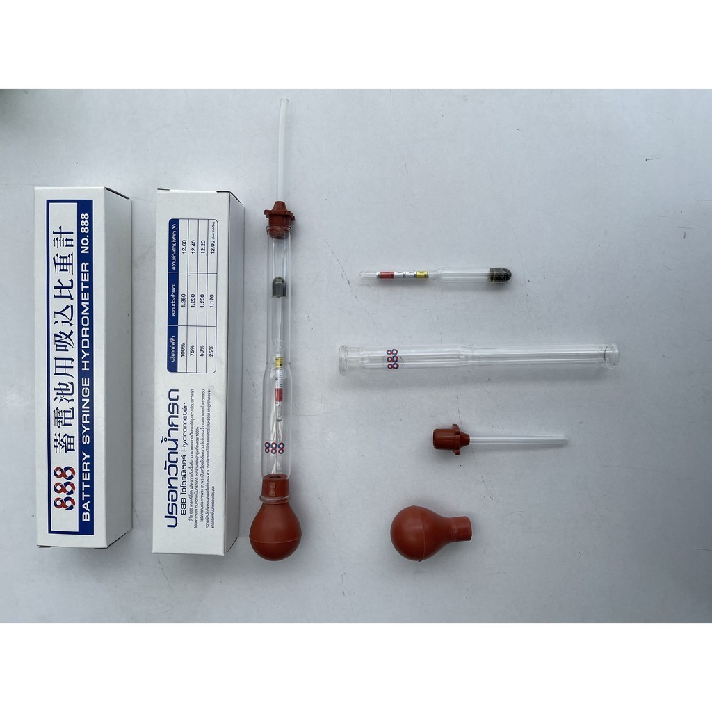 888 ปรอทวัดน้ำกรด 888 หลอดแก้ววัดน้ำกรด ไฮโดรมิเตอร์ Hydrometer อะไหล่ใช้กันได้กับ ปรอทวัดน้ำกรด ยี่ห้อ เอ็นซี คุณภาพดี