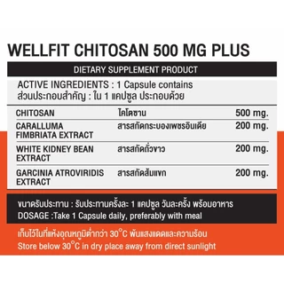 [30 Capsule] WELLFIT CHITOSAN 500 mg PLUS เวลฟิต ไคโตซาน 500 มก. พลัส
