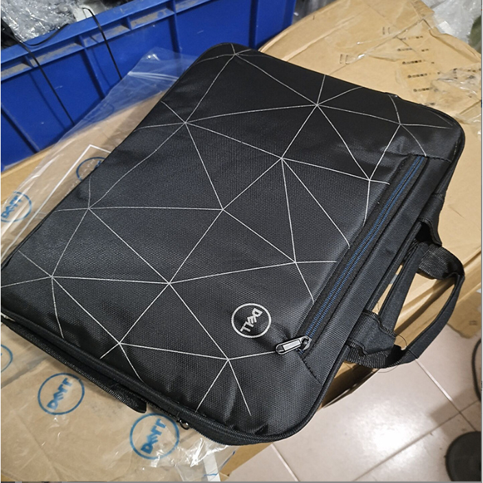 กระเป๋าใส่โน๊ตบุ๊ค Dell ขนาด 15.6 นิ้ว สะพายข้าง สีดำ กระเป๋าลายสก๊อต พร้อมสายคล้องไหล่