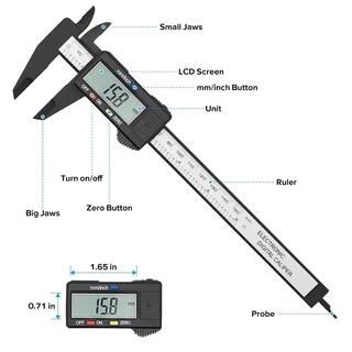เวอร์เนียคาลิปเปอร์ดิจิตอล Vernier Digitl เวอร์เนียร์ ดิจิตอล สแตนเลส + ตัวพลาสติก พร้อมถ่านเวอร์เนียร์