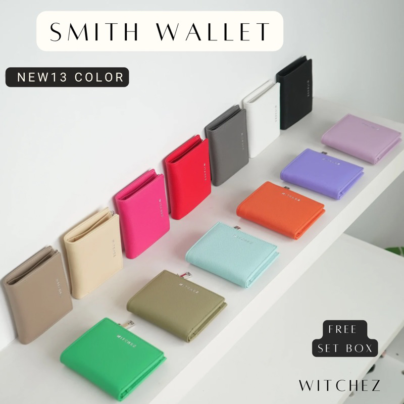 พร้อมส่ง12สีWITCHEZ SMITH WALLETกระเป๋าสตางค์ใบสั้นบางเฉียบหนังกันรอย Unisexใส่ธนบัตรได้ไม่ต้องพับ