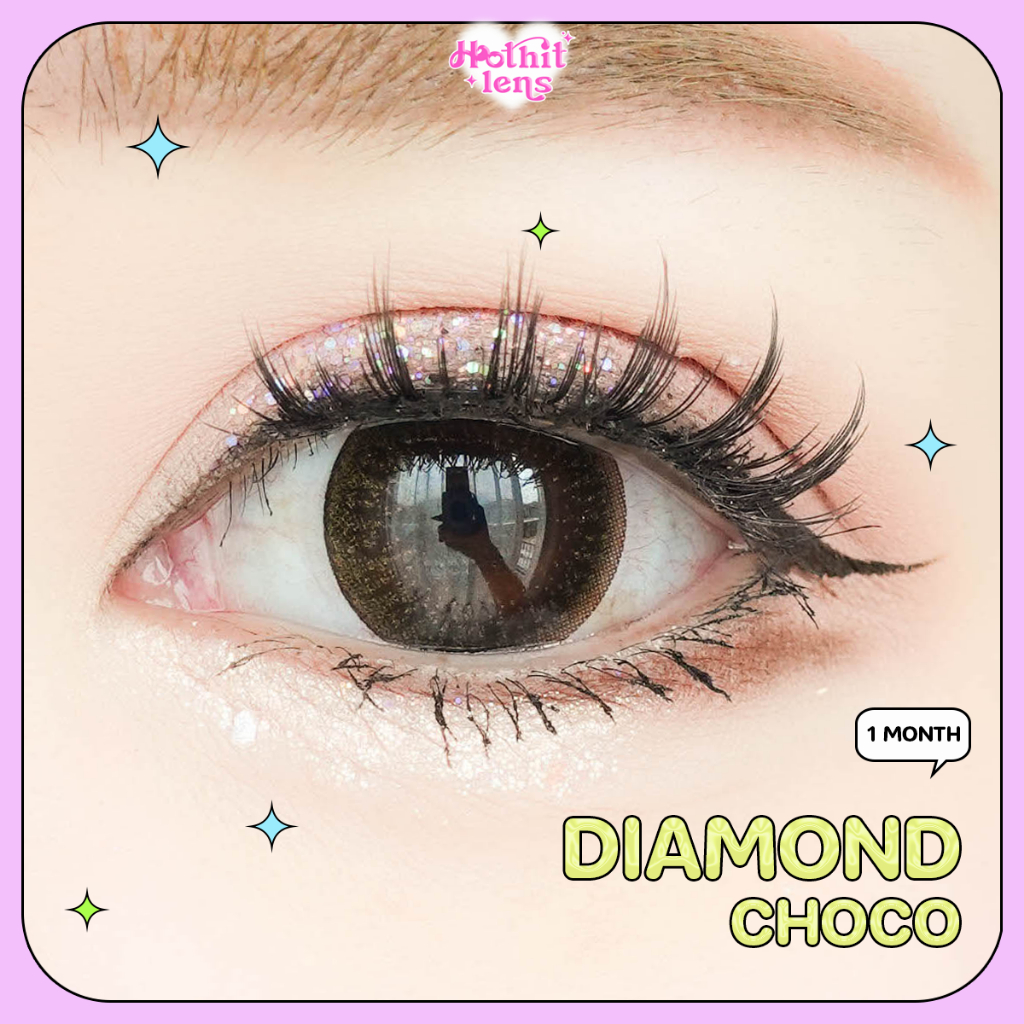 Candylens คอนแทคเลนส์ Diamond Choco พร้อมส่งแบบปกติ และค่าสายตาสั้น 0.00- 10.00