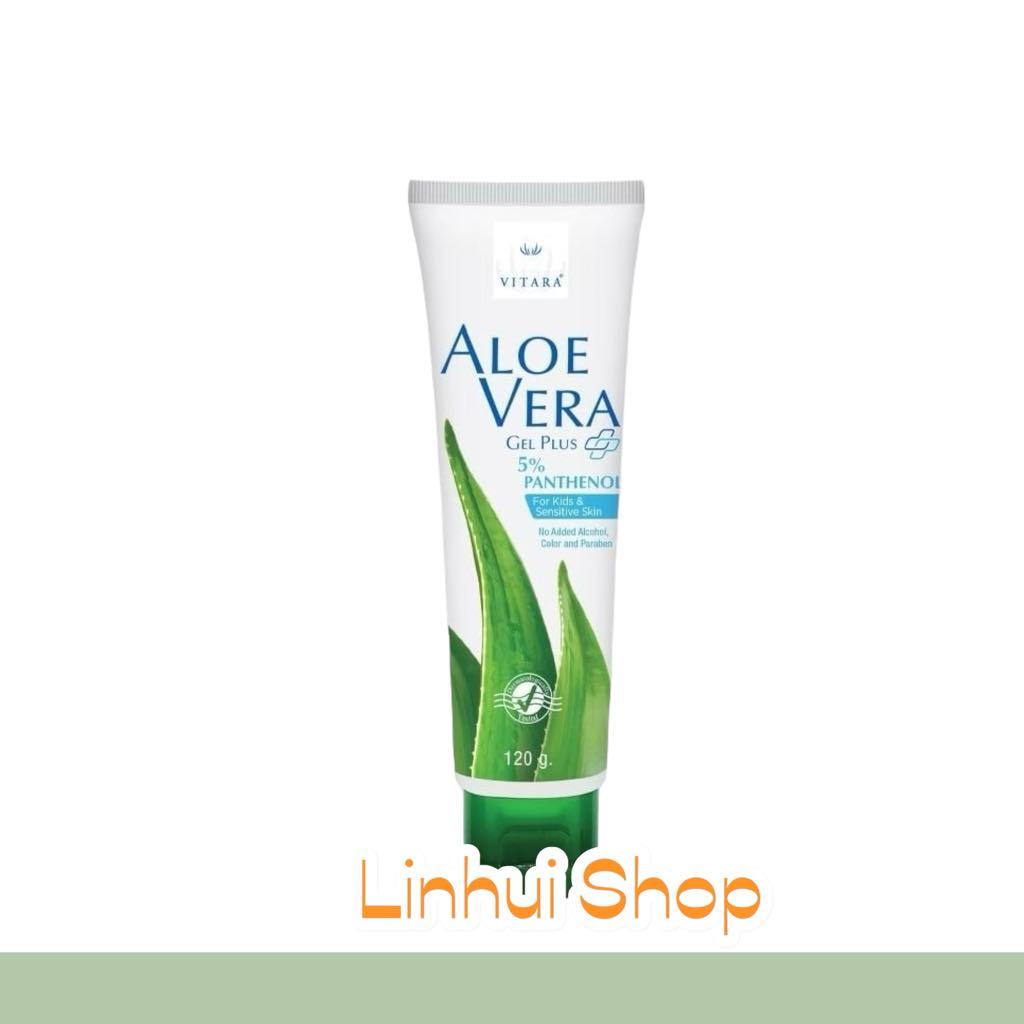 VITARA ALOE VERA GEL PLUS PANTHENOL 120 g. สูตรผิวแพ้ง่าย  ว่านหางจระเข้ ไวทาร่า