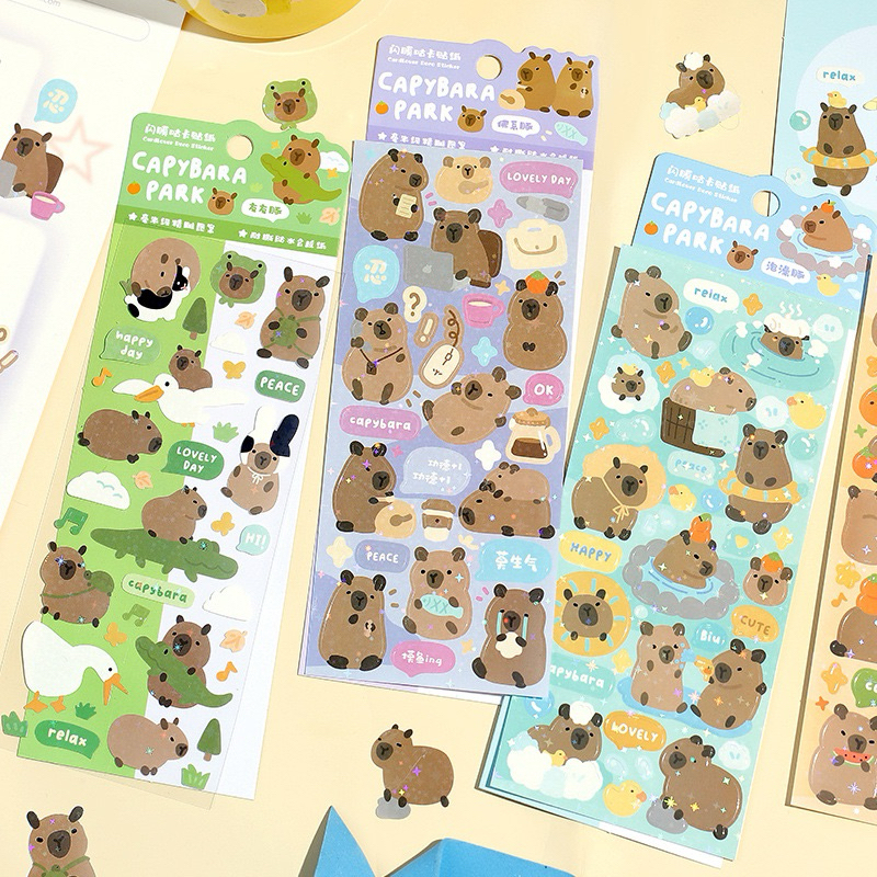 พร้อมส่งจากไทย ไม่ต้องรอนาน สติกเกอร์น้องคาปิบาร่า สติกเกอร์ DIY แปะเคสน่ารัก