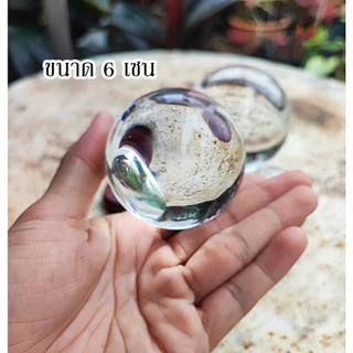 ลูกแก้วแท้ ใส ขนาด 3,4,5,6,8 เซน พร้อมฐานไม้วาง เสริมมงคล เสริมดวง ปรับฮวงจุ้ย