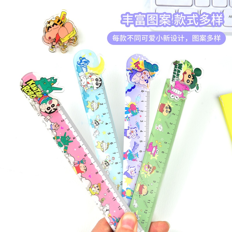 Shin-chan ไม้บรรทัดหมุนได้ ไม้บรรทัดอะคริลิคลายการ์ตูน Shin-chan