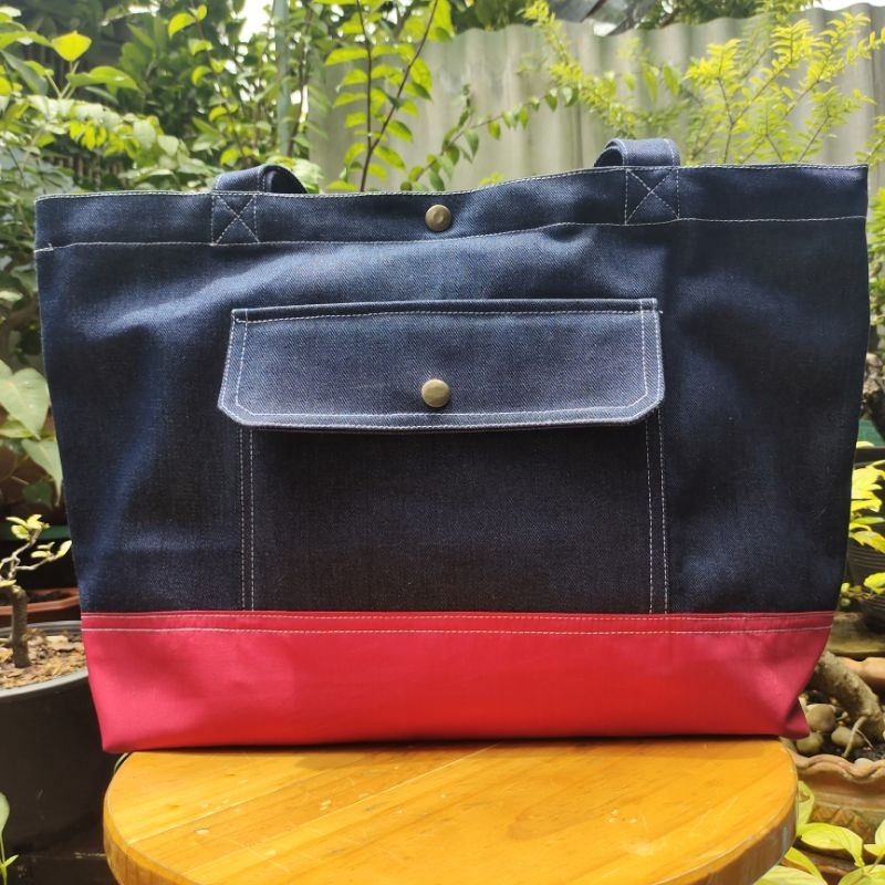 กระเป๋าสะพายไหล่ยีนส์ - denim tote bag แข็งแรงทนทาน