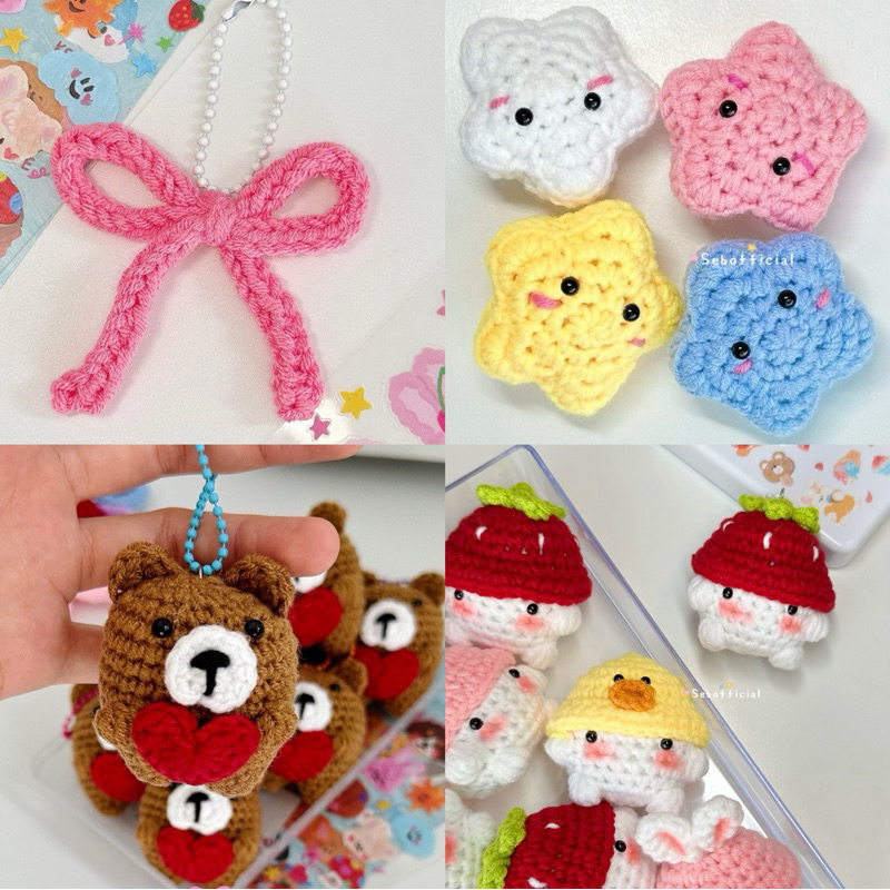 crochet keychain — พวงกุญแจไหมพรม พวงกุญแจไข่ปลา