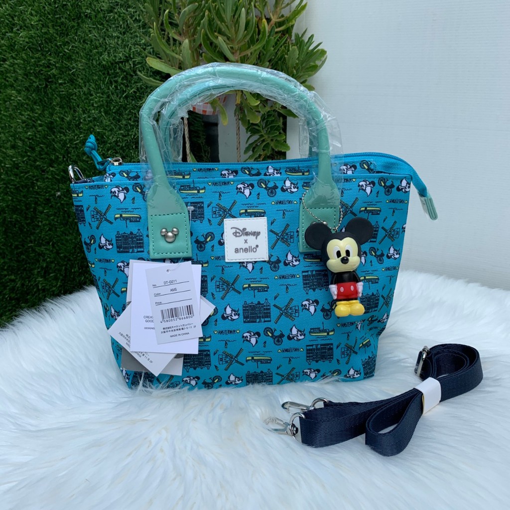 Anello Disney x anello Let's travel with Mickey Tote Bag กระเป๋าผ้า สะพายข้าง กระเป๋าถือ