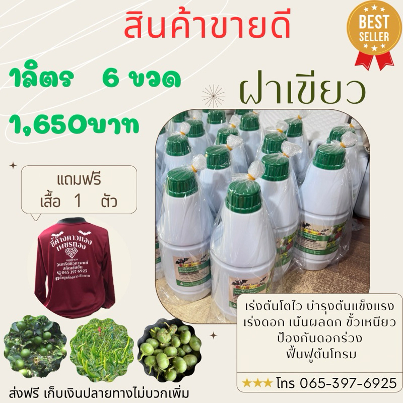 ขี้ค้างคาวทอง บำรุงเร่งดอก ผลดก 6ลิตร  ขี้ค้างคาวแท้
