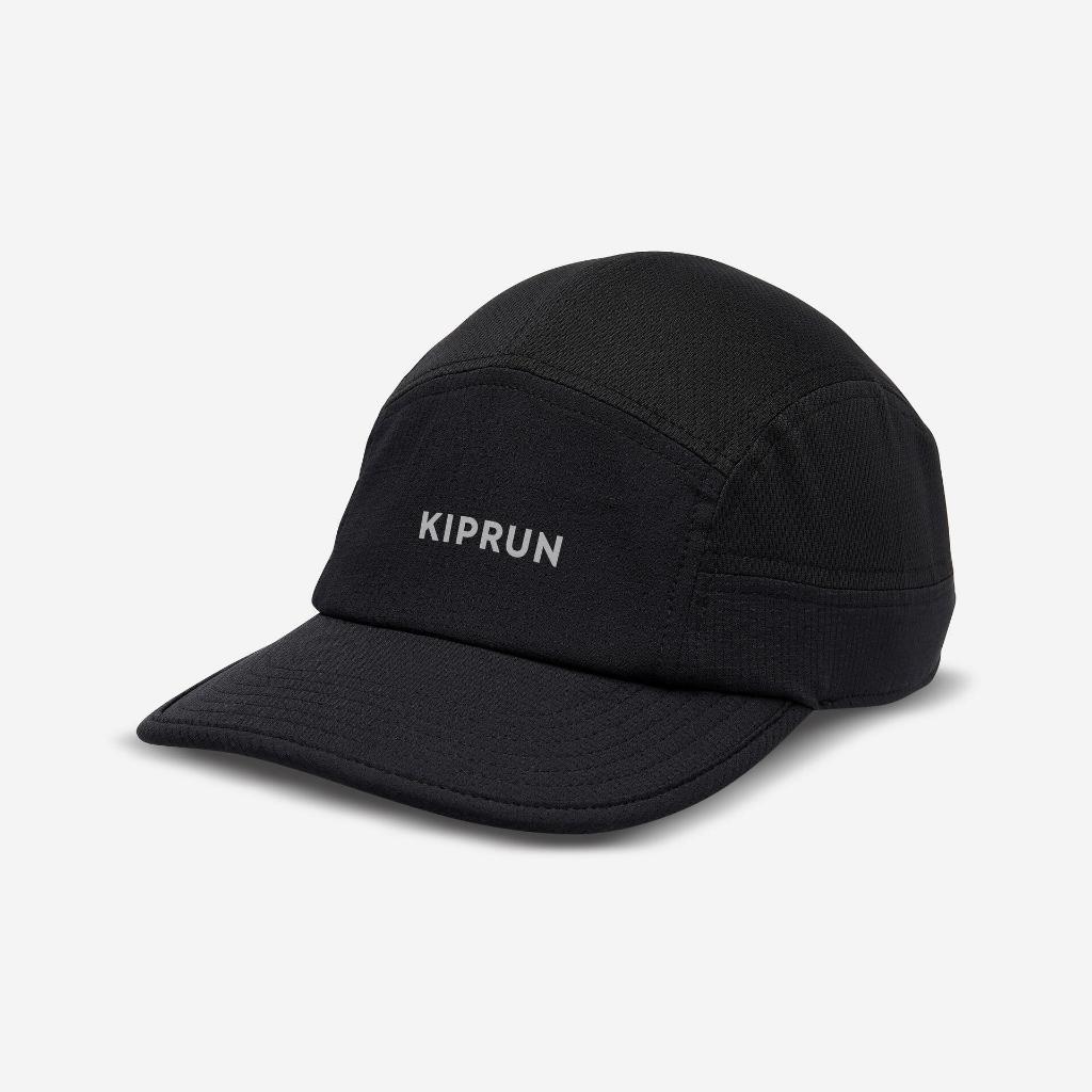 หมวกวิ่ง หมวกแก๊ปใส่วิ่ง หมวกแก๊ป สีดำ Unisex Running Cap Kiprun 5 Panels Black KIPRUN