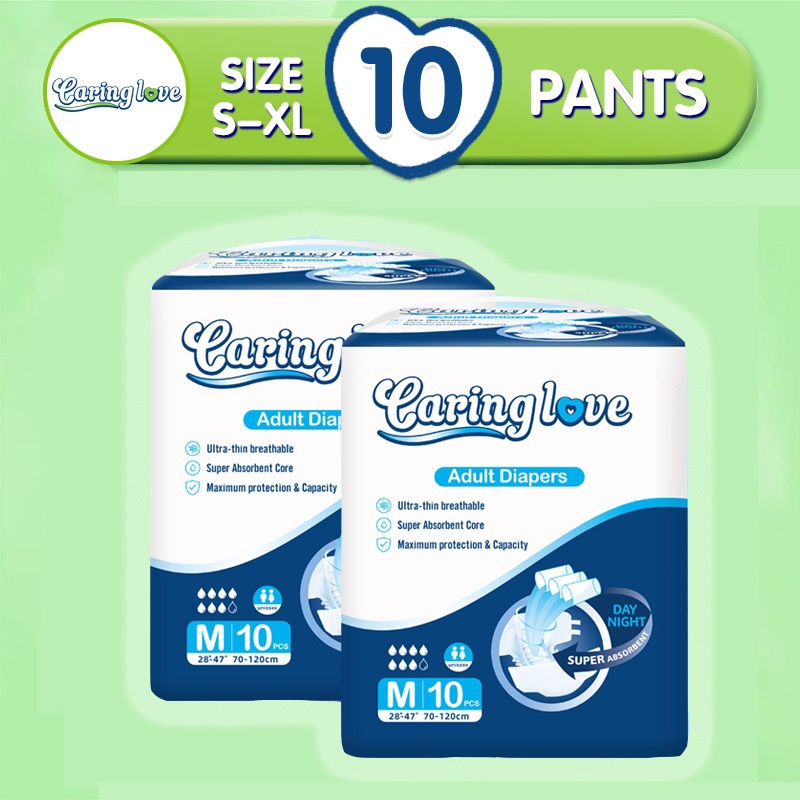 ผ้าอ้อมผู้ใหญ่ Caring love ใช้ได้ทั้งชายหญิง ปลี่ยนง่าย S/M/L/XL(1 Pack/10ชิ้น) adult diapers ผ้าอ้อมแบบเทป