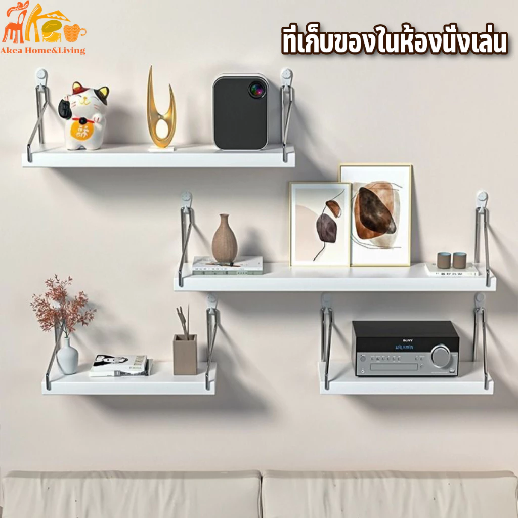 ไม่ต้องเจาะ ชั้นวางไม้ 60cm ชั้นวางติดผนัง ไม้แขวนผนัง สำหรับวางไวไฟ พระ ติดผนัง router wifi แบบหนา หิ้งพระ พร้อมส่ง thumbnail 4