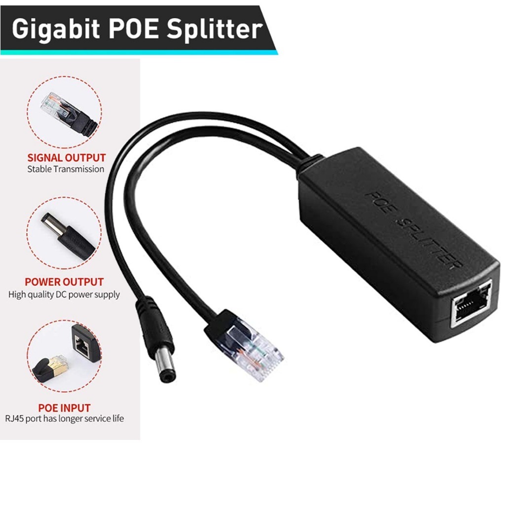 POE splitter 48v to 12v1A2A + LAN 10/100Mbps (ใช้ร่วมกับ Poe Switch)​