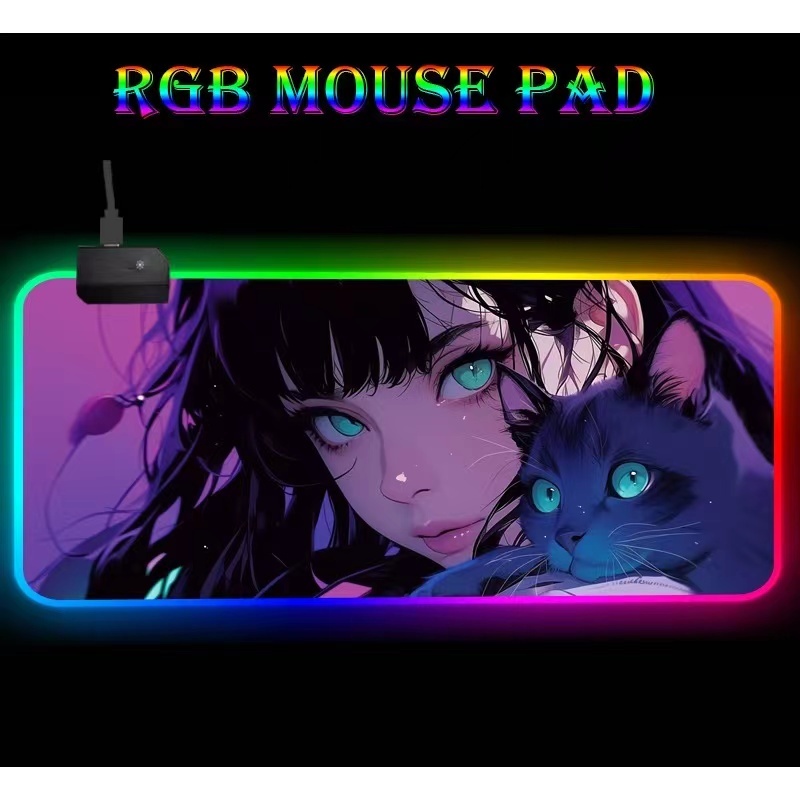 แผ่นรองเมาส์มีไฟ RGB Gaming Mousepads แผ่นรองเม้าส์สำหรับเล่นเกมส์ แผ่นรองเมาส์ขนาดเล็ก