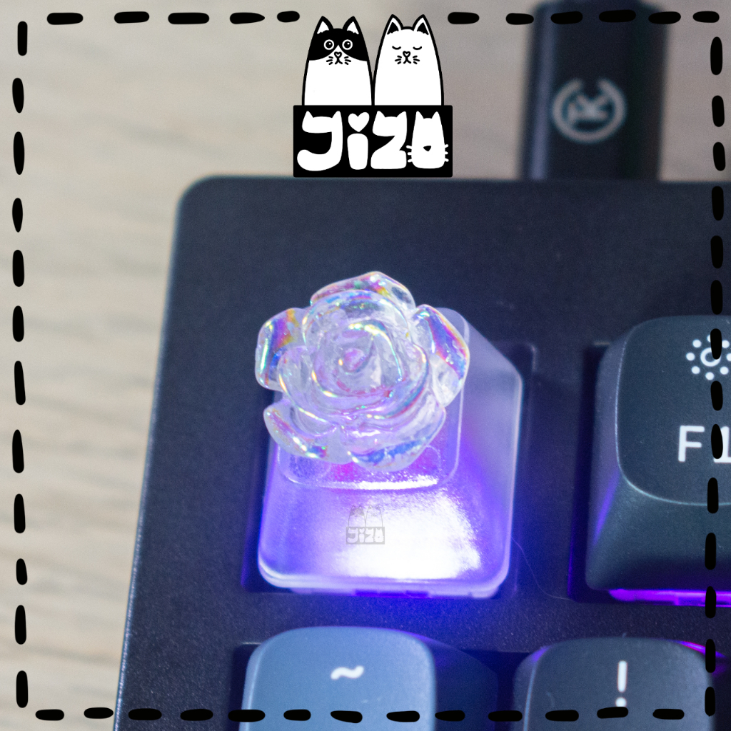 Keycap Rose Hologram ปุ่มกดคีย์บอร์ด ดอกกุหลาบสีใสโอโลแกรม พร้อมส่ง🇹🇭