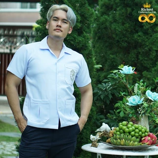 เสื้อกาวน์สั้น ปักตราเภสัช คอปก (ฟรี ปักชื่อ) ผ้าวาเลนติโน่ ปักชื่อแจ้งในหมายเหตุนะคะ 💚💚💚