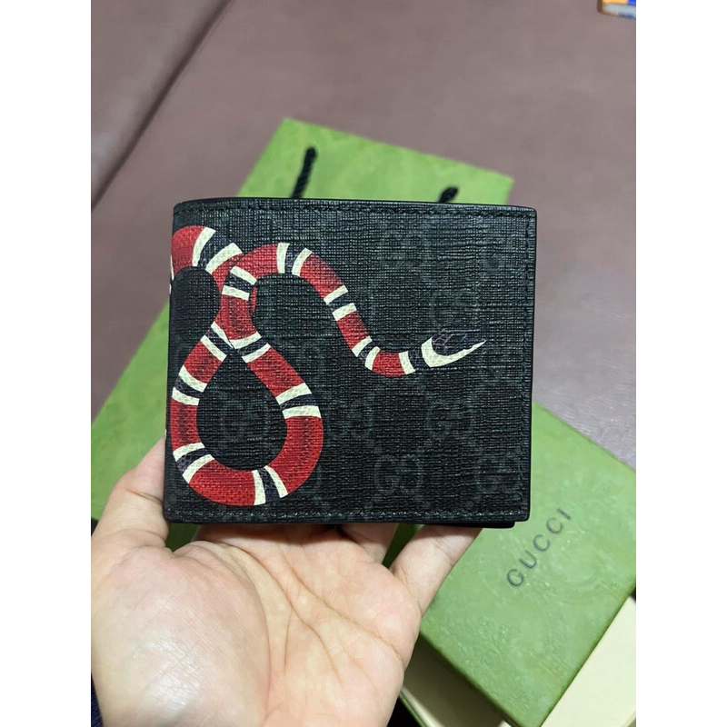 ❤️❤️New Gucci KINGSNAKE PRINT GG SUPREME WALLET มือ1 shop ปี24 เดือน10