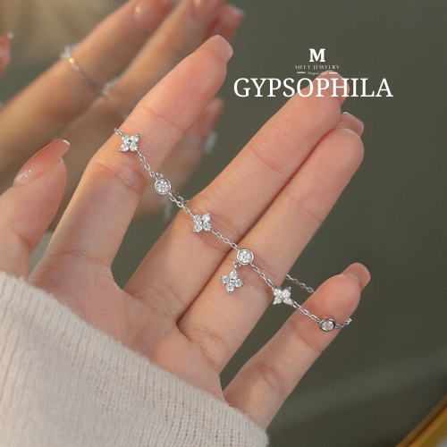 MEET💕กำไลเงิน Gypsophila กำไลเงินแท้ สร้อยข้อมือปรับได้ กำไลแฟชั่น กำไลข้อมือเงิ