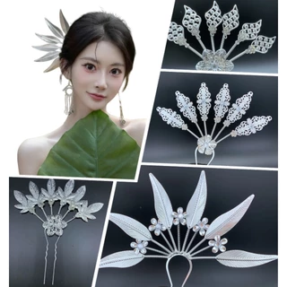 Vintage jewelry เครื่องประดับผม ชุดไทย ปิ่นปักผมออเจ้า สีเงิน หลายสไตล์ ปิ่นปักผมใบไม้